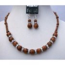 BRD352  Party Bridemaidemaids Wedding Handmade Jewelry Goldenstone Beads Necklace