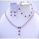 BRD414  Amethyst Crystals Custom Jewelry Swarovski AB & Amethyst Crystals Necklace Earrings