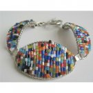 TB671  Multi Colored Glass Beads Pipe Shaped Bracelet Fabulous Bracelet