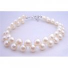 TB655  Double Row Freshwater Pearls Bracelet Toggle Clasp High Quality Potato Shaped Pearls Bracelet
