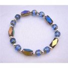 TB611  Glass Bead Rainbow Beads w/ Sparkling Geometrical Beads Bracelet Bicone Shaped Beads