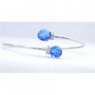TB303  Sapphire Swarovski Crystals Wire Bracelet w/ Rondells