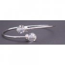 TB732  Swarovski Clear Crystals 8mm Wire Cuff Bracelet With Silver Rondells Diamond Bracelet