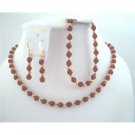 BRD562  Round Swarovski Siam Red Crystals Bridemaides Bride Jewelry w/ Necklace Earrings & Bracelet