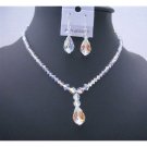 BRD493  AB Crystals Teardrop Irridescent Crystals Jewelry Set Swarovski AB Crystals Necklace