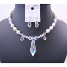 BRD456  Custom Bridemaides Handcrafted Genuine Swarovski Clear Crystals & White Pearls w/ Crystals