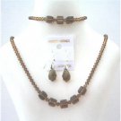 BRD437  Genuine Swarovski Smoked Topaz Custom Jewelry Complet Set w/ Bracelet Handmade Jewelry
