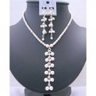 BRD418  White Pearls Genuine Swarovski Pearls Danglng Drop Necklace And Earrings Jewelry Set