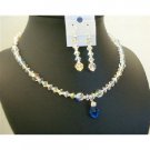 BRD446  AB Swarovski Crystals Jewelry Set Sparkling Genuine AB Swarovski Crystals w/ Sapphire