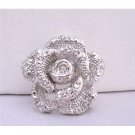 B212  Silver Vintage Rose Brooch Embedded Decorated w/ Cubic Zircon