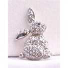 B249  Sweet Rabbit Brooch Fully Embedded w/ Cubic Zircon Sparkling Brooch