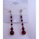 ERC209  Meridian Blue Swarovski Crystals Crystals w/ Dark Siam Red Crystals Siam Red Earrings