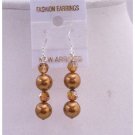 ERC438  Swarovski Copper Crystals & Copper Pearls Earrings Silver 92.5 Earrings