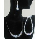 BRD565  AB Round Swarovski Crystals Jewelry Set Bridal Jewelry Genuine Swarovski Round AB Crystals