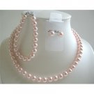BRD591  Lite Pink Pearls Handcrated Complete Set Bridemaids Jewelry Swarovski Pink Pearls
