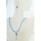 NSC497  Swarovski AB Sapphire Crystals w/ Sapphire Crystals Pendant Necklace Set