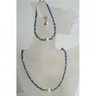 NSC427  Handcrafted Swarovski Crystals Jewelry Dark AB Sapphire Crystals w/ Pearls Stud Set