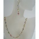 NSC424  Multi Colroed Swarovski Cyrstal Handmade Jewelry w/ 22k Gold Plated Necklace & Earrings
