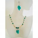 NSC446  Topaz Ceylon Swarovski Crystals & Emerald Crystals Handcrafted Jewelry