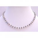 BRD688  Bridal AB Swarovski Crystals Necklace w/ Bali Silver Spacer