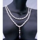 BRD378  Genuine Swarovski Briolette Pendant Double Strand Necklace