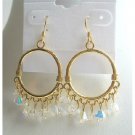 ERC306  AB Swarovski Crystals Earrings 22k Gold Plated Hoop Earrings Genuine Swarovski AB Crystals