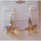 ERC291  Golden Shadow Crystals Starfish Crystals Earrings 15mm Sterling Silver Earrings