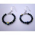 ERC191  Jet Black Swarovski AB Jet and Jet Crystals Hoop Earrings Genuine Swarovsk Crystals Earrings