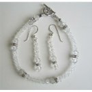 TB415  Clear Swarovski Irridscent Crystals Bridal Bracelet & Earrings Set w/ Genuine Swarovski