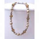 TB399  Bridemaides Bronze Pearls Brown Crystals Bracelet Swarovski Bronze Pearls Smoked Topaz