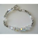 TB358  AB Swarovski Crystals Bracelet w/ Volcano & Bali Silver Beads Toggle Clasp Bracelet