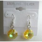 ERC307  Lime Octagon Crystals Earrings 15mm Swarovski Lime Crystals Sterling Silver Earrings