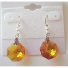 ERC289  TopaZ Octagon Crystals Genuine Swarovski Crystals & Sterling Silver Earrings