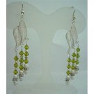 ERC272  Sterling Silver Chandelier Earrings w/ Genuine Swarovski Olivine Crystals