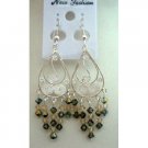 ERC170  Sterling Silver Chandelier Earrings w/Swarovski Ceylon & Toback Crystals Dangling Earrings