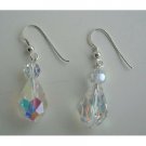 ERC205  Swarovski AB Crystals Earrings 20mm AB Crystals TearDrop Sterling Silver Earrings