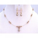 BRD879 Genuine Swarovski Copper Crystals Swarovski Bronze Pearls Necklace Set Bridemaids Jewelry Set