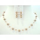 BRD817  Lite Smoked Topaz Crystals w/ Bronze Pearls Swarovski Pearls Crystals Necklace Set