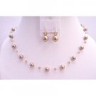 BRD811  Bronze Pearls Lite Colorado Swarovski Crystals & Pearls Bridemaids Jewelry Set