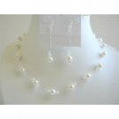 BRD636  White Pearls And Clear Crystals Necklace Set Bridal Bridemaides Wedding Jewelry Set