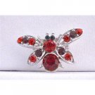 B242  Garnet & Red Rhinestones Bumble Beee Brooch