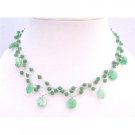 N308  Beautiful Jade Necklace Green Shell w/ Green Fancy Beads Choker Necklace