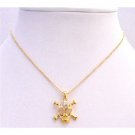 N337  Gold SKull Pendant Necklace Pendant Embedded CZ Skull Necklace