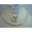 NS225  Cream Pearls Necklace Set Delicate Bridemaides Jewelry Set Simulated Pearls