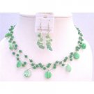 NS315 Beautiful Jade Green Shell Green Nugget & Fancy Beads Necklace Green Jewelry Set