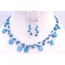 NS329  Turquoise Shell Jewelry Set Turquoise Fancy Beads Nugget Handcrafted Necklace Set