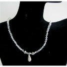 N544  Swarovski Moonlite Crystals Necklace Elegant w/ CZ TeardropNecklace