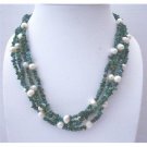 N626  Handcrafted Tibetan Turquoise 4 Strands Necklace w/ Sterling Silver Clasp