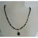 N529 Jet Black Swarovski Crystals Beaded Jewelry AB Jet Sparkling Crystals Necklace w/ Tear Drop