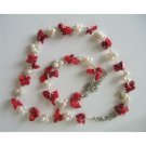 NS510  Genuine Coral Nugget Chip Beads Freshwater Pearls Necklace & Bracelet